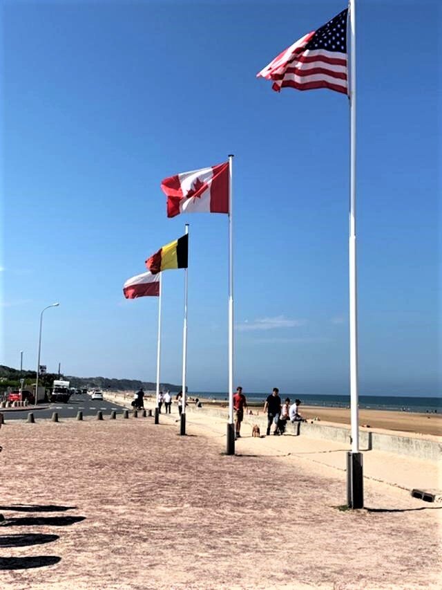 The flags at Arromanches Beach