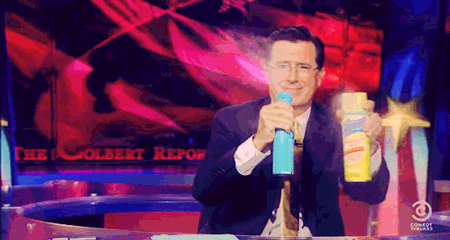 Cleaning sprays &amp; Stephen Colbert
