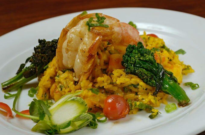 Shrimp and rice dish at Aprezivel restaurant in Rio de Janeiro