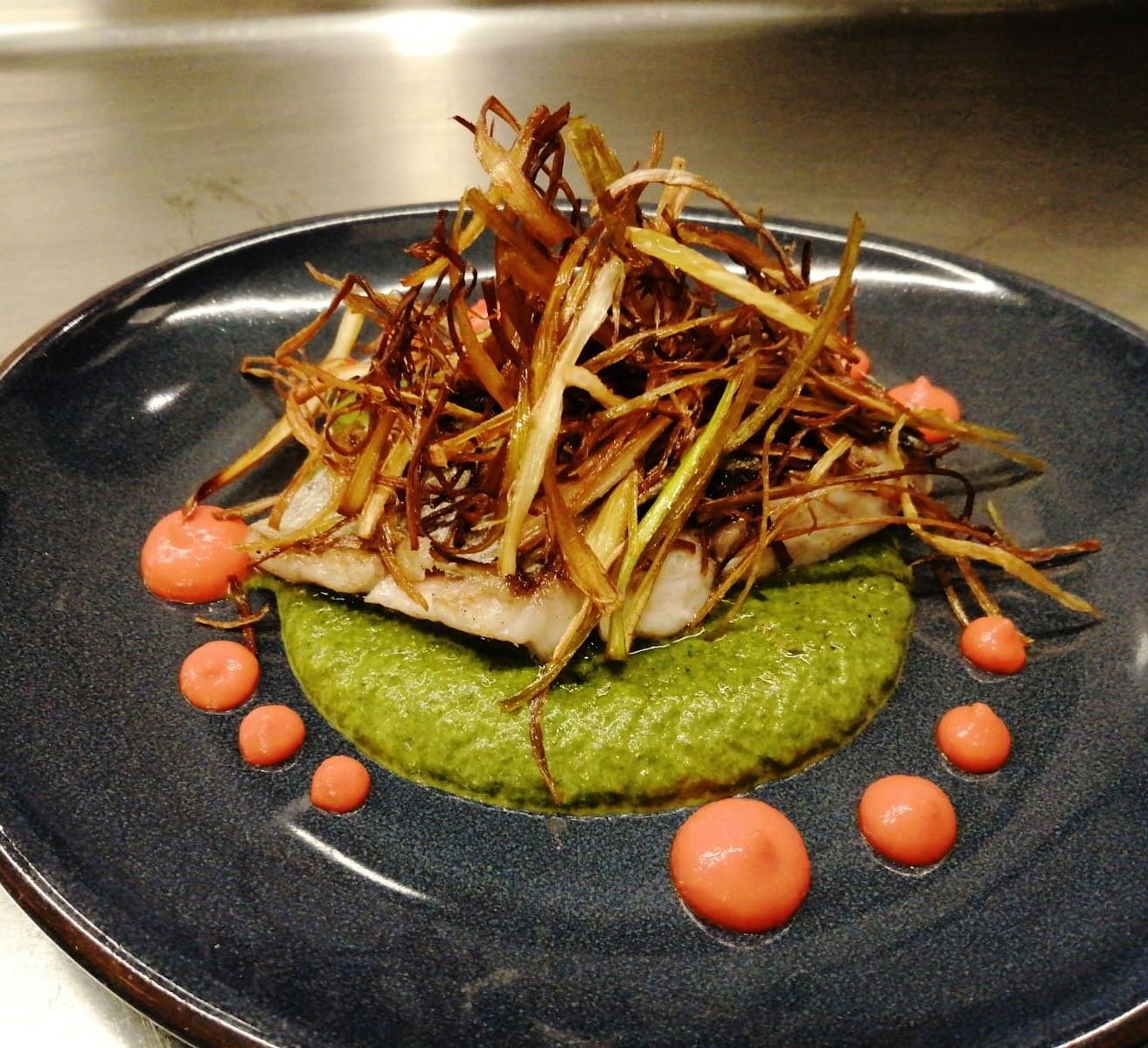 Anchovy with spinach puree