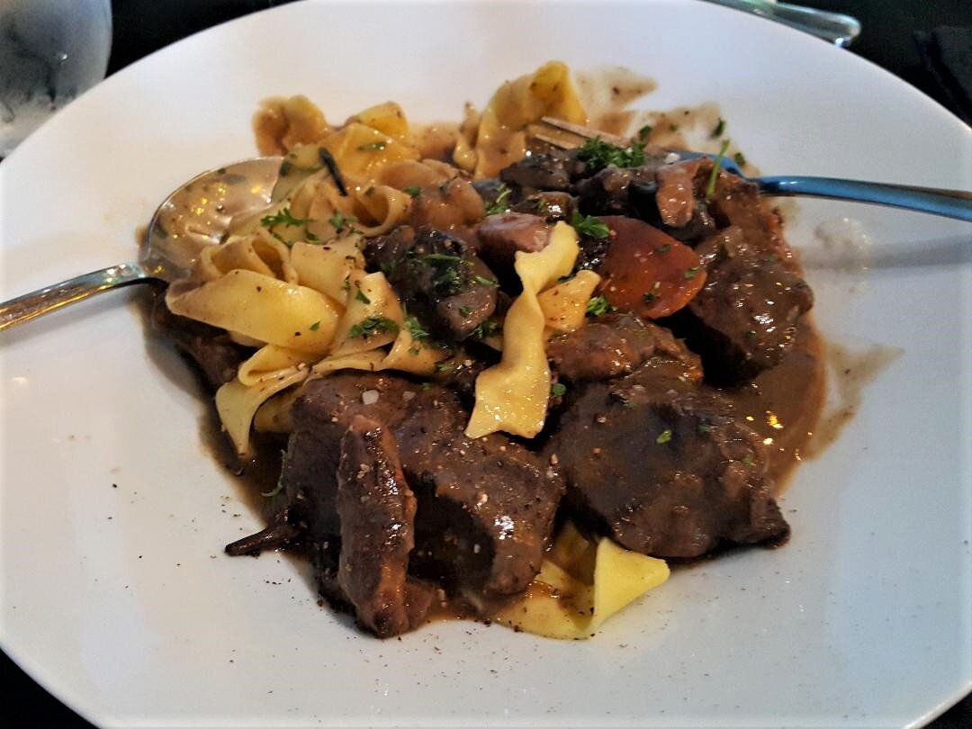 Luscious Beef Burgundy with pasta