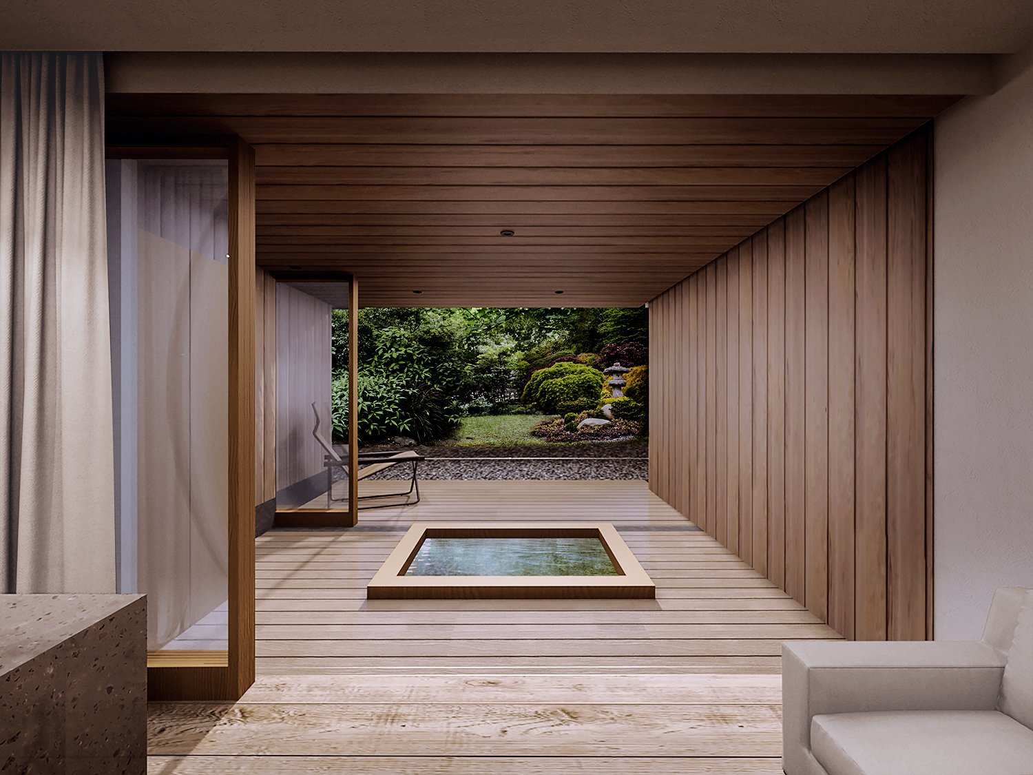 Japanese style open-air tub