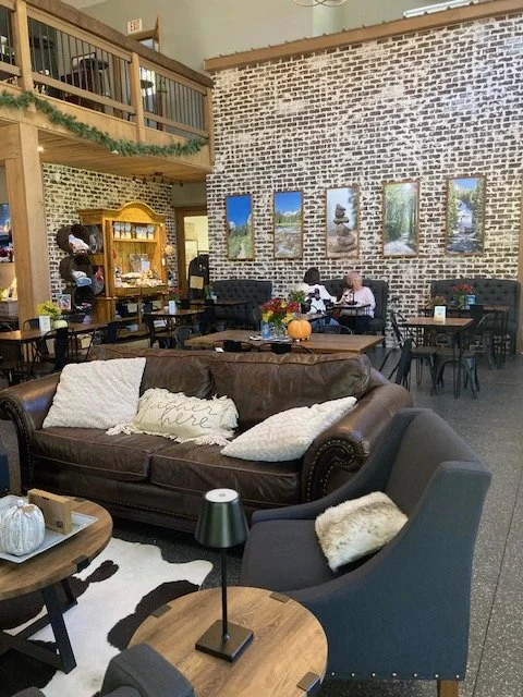 Comfy living room with fireplace