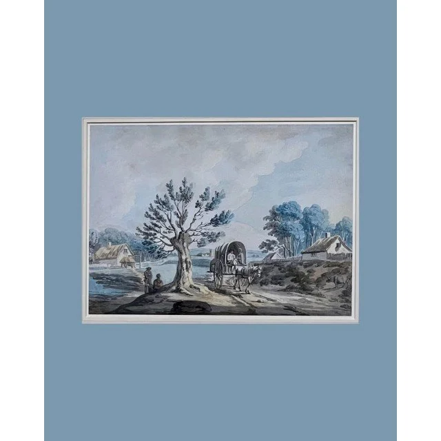 Wagon on a Road through a Hamlet