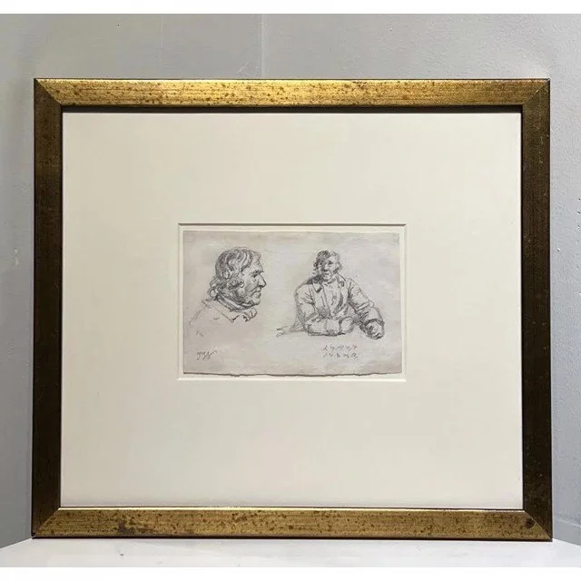 Two sketches of a seated man