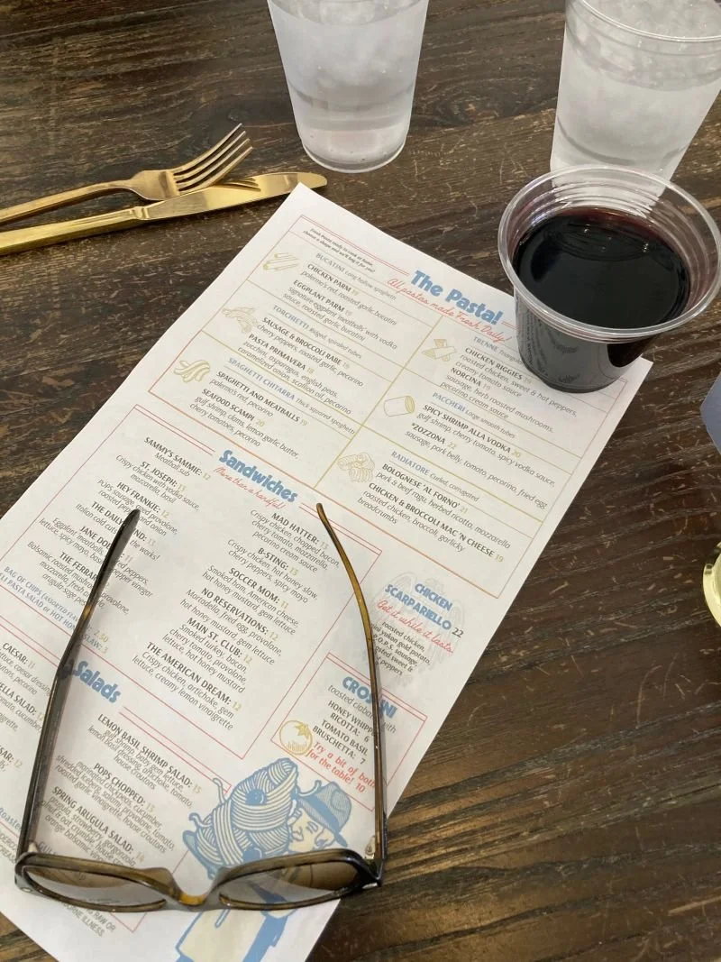 The simple menu with drinks at POPS