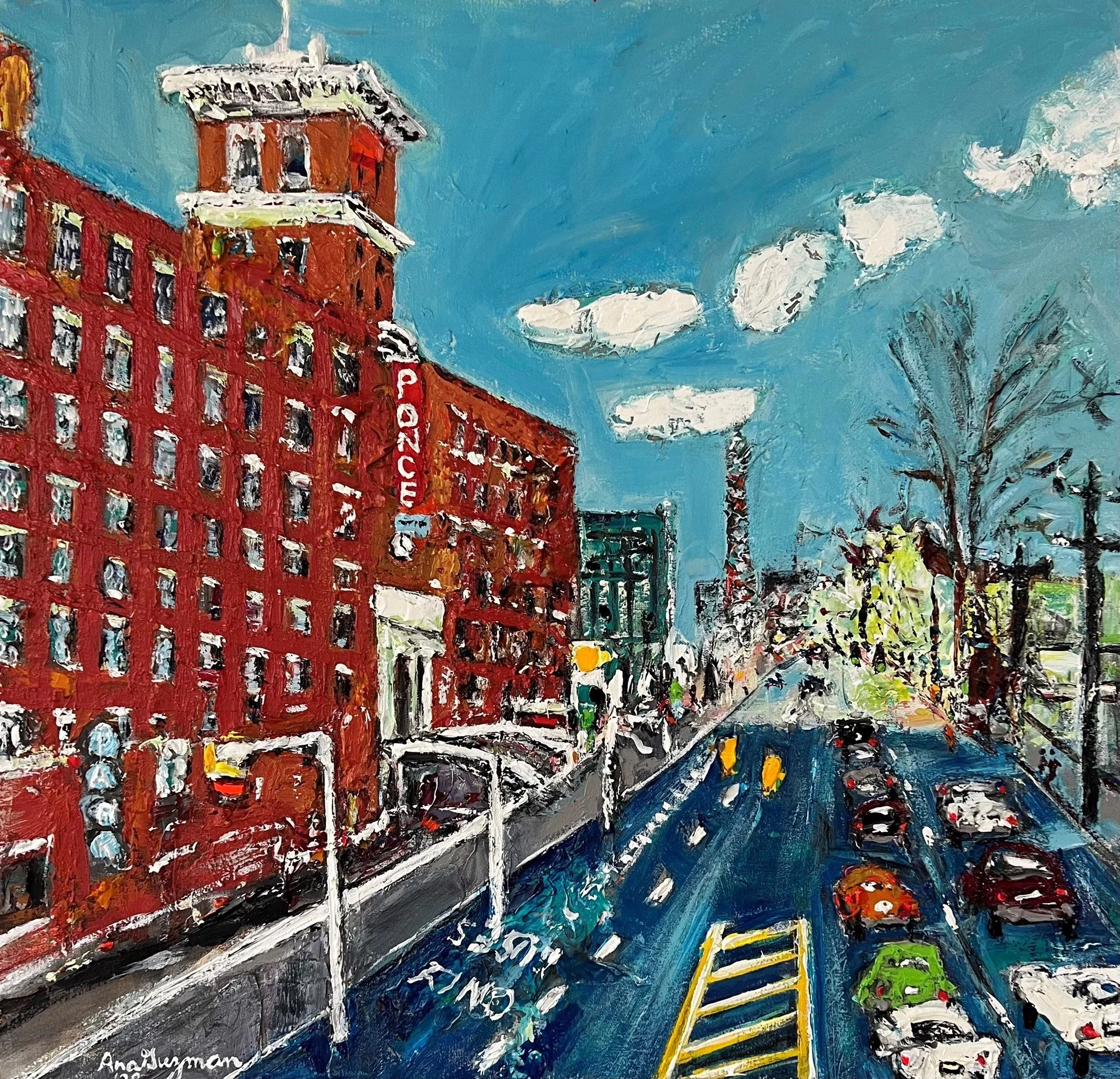 A painting of Ponce City Market exterior