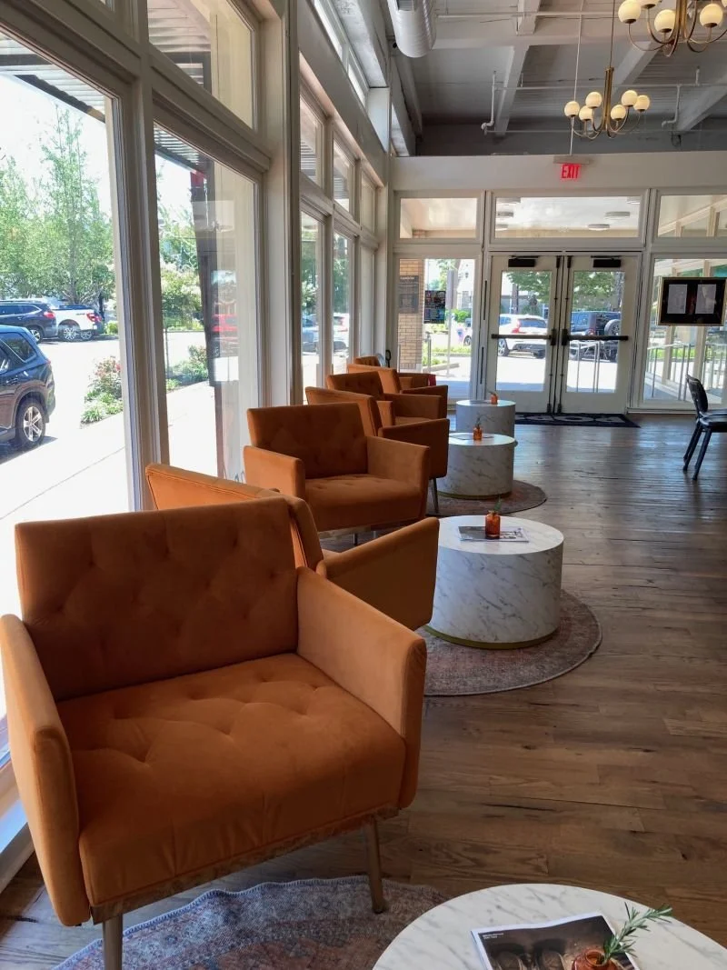 Seating at the windows at POPS