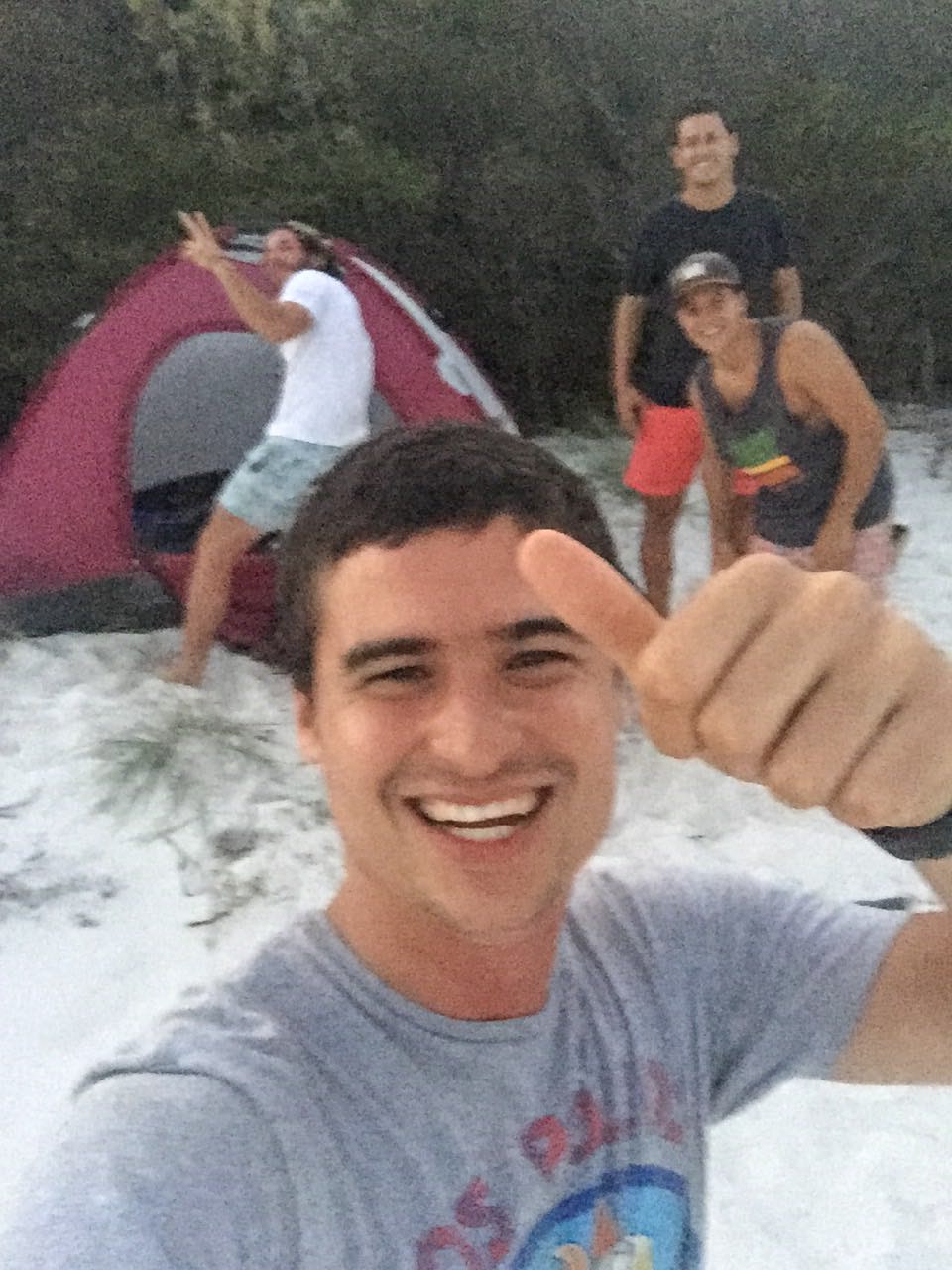 Pabs and his Argentinean friends camping in Jervis Bay