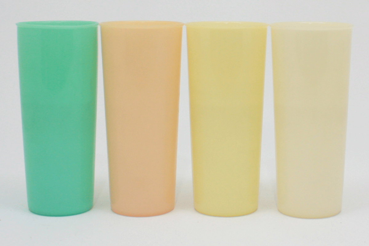 4 Vintage Tupperware Pastel Colors Plastic Glasses 10 oz Tumbler