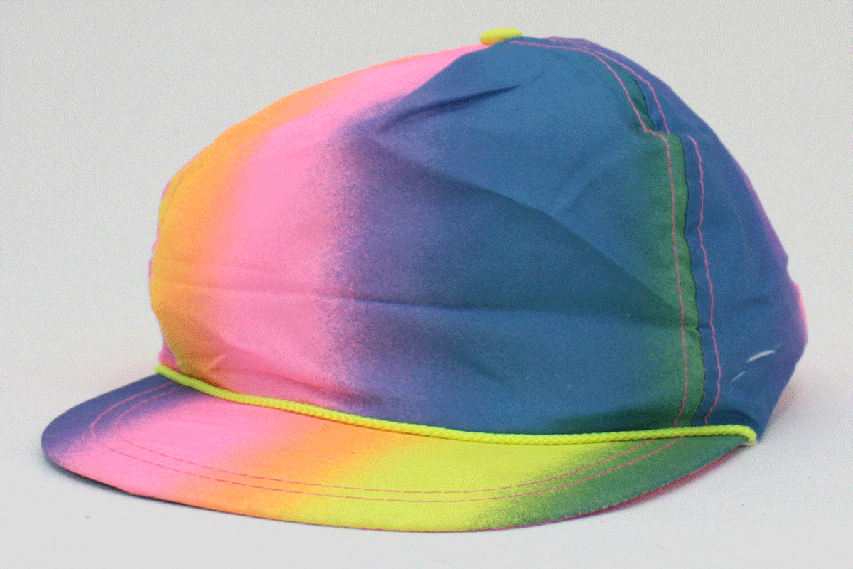 Vintage Neon Rainbow Snapback Hat: Nylon Fluorescent Rainbow Fade Snap Back  Cap — High Country Vintage