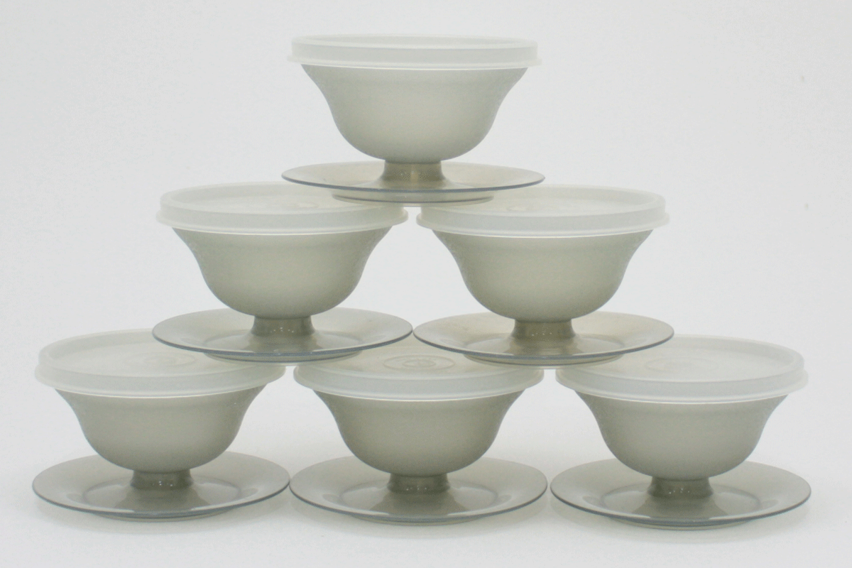 Vintage Tupperware Pudding Cups and Seals Smoke Gray Ice Cream Sundae Cups  - 18 Pieces — High Country Vintage