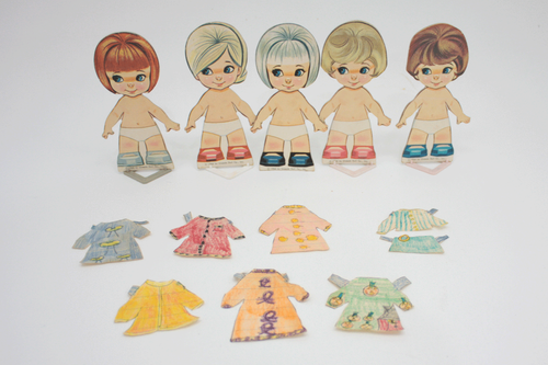 Vintage Paper Doll Set from 1966 PeeWee Doll Box Uneeda Doll