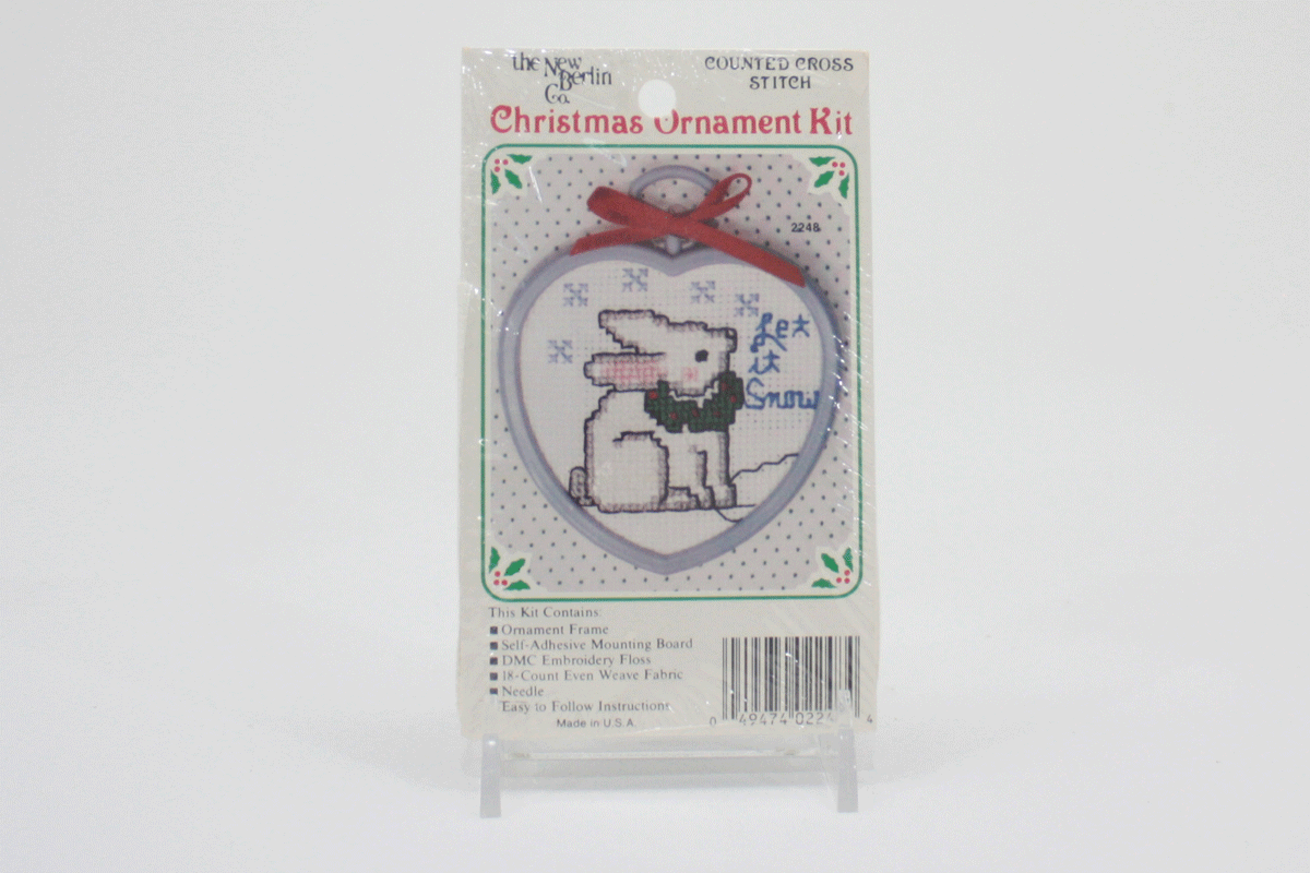Vintage Christmas Cross Stitch Kits: Let It Snow Bunny Counted Cross Stitch