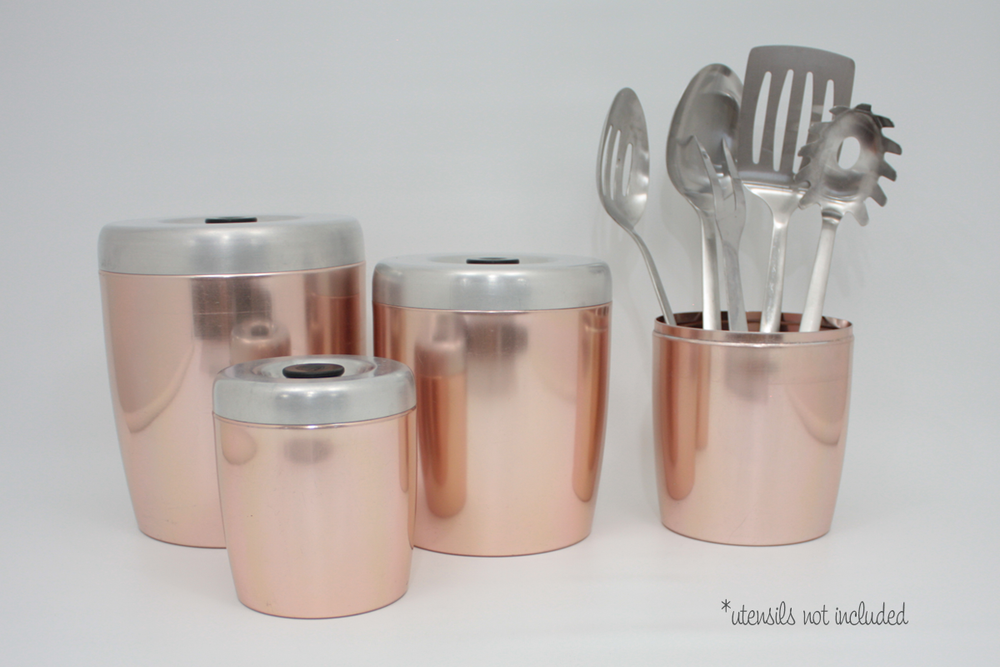 Vintage Pink Aluminum Canister Set from the Fifties by West Bend