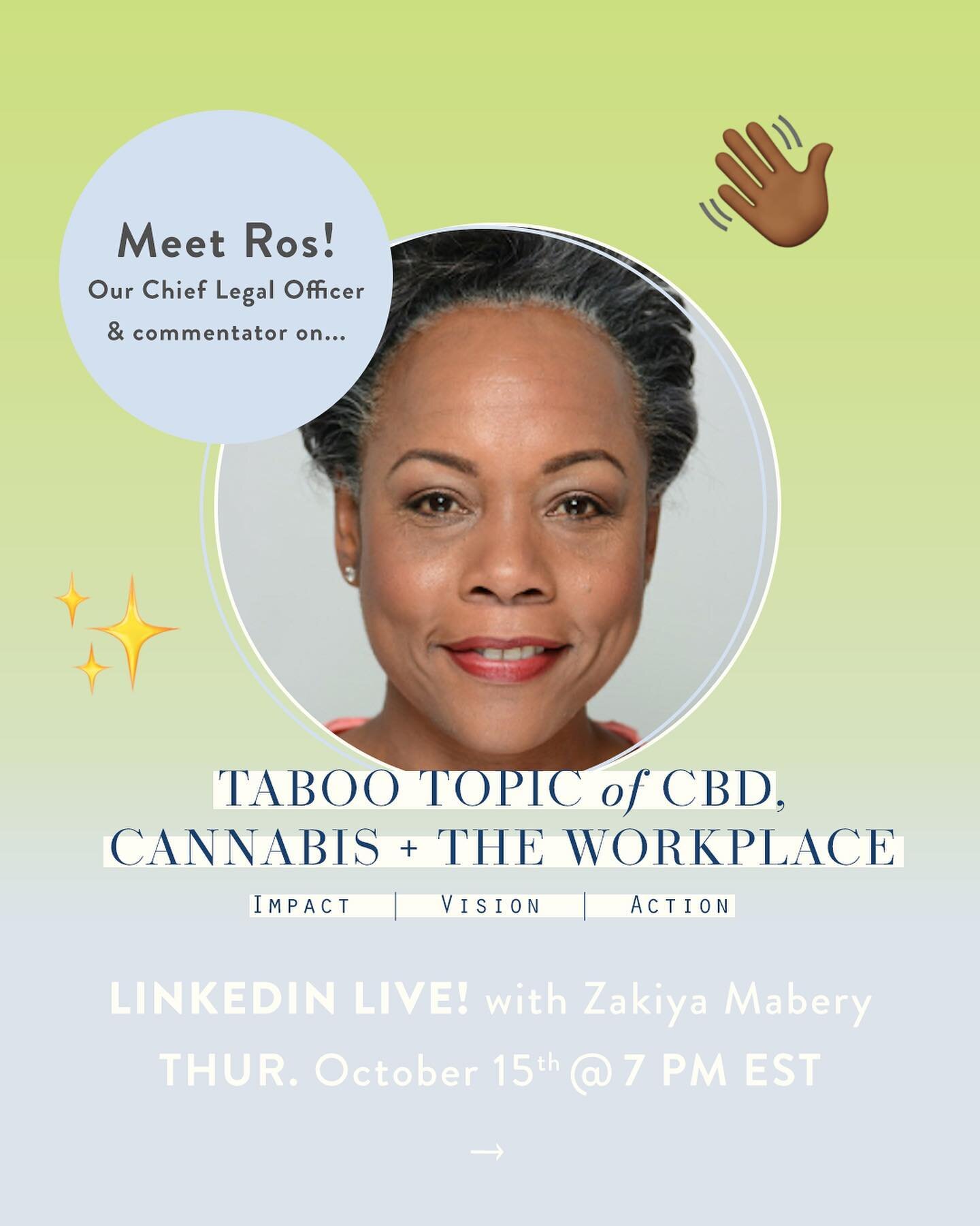 🙌🏾TOMORROW NIGHT! And no link required...

So excited to join Zakiya Mabery on one of her amazing&nbsp;#gamechangerchat&nbsp;panels to discuss everything CBD, Cannabis &amp; the workplace.

Helping you and your company navigate cannabis related wor