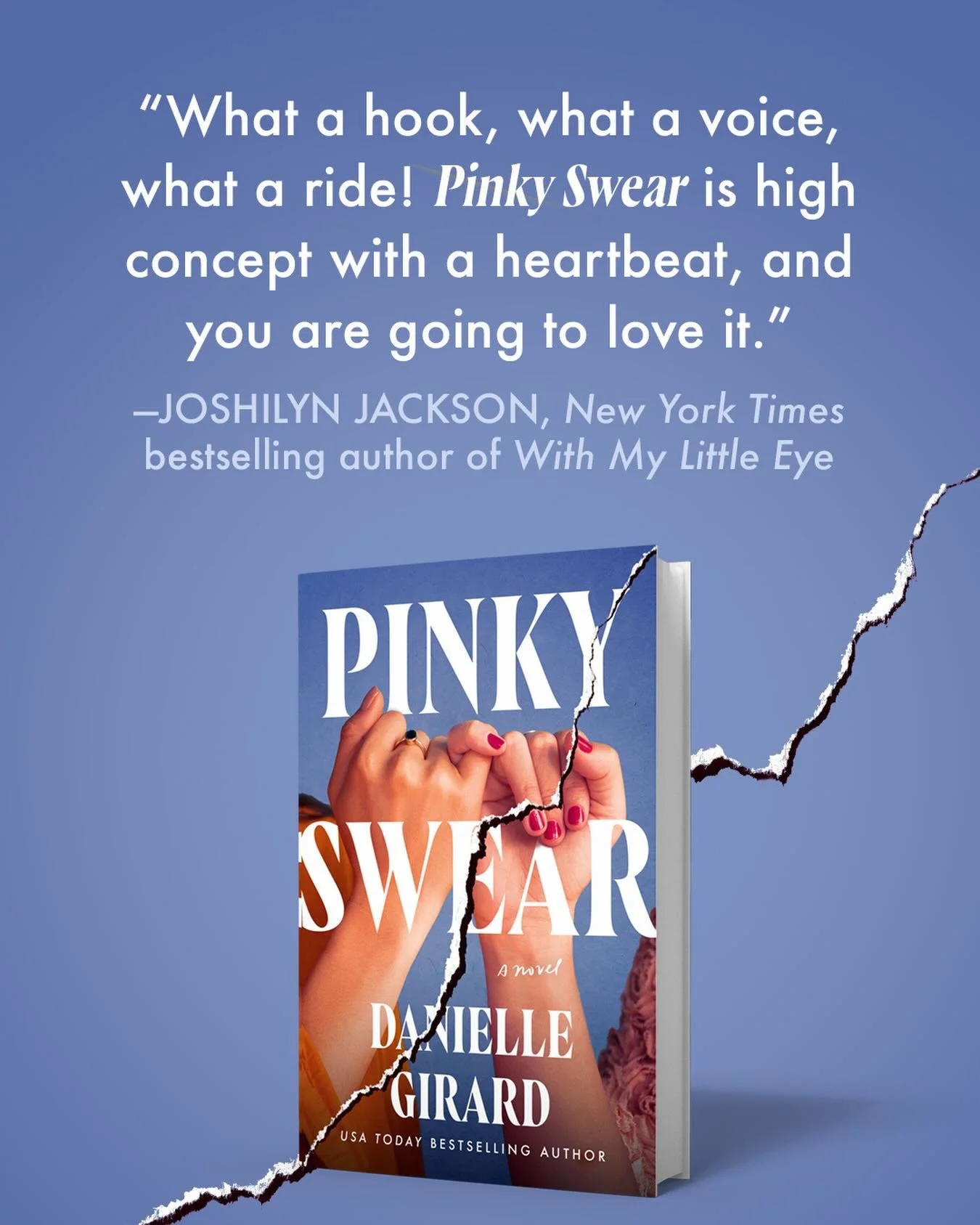 One of the loveliest things about being a writer is other writers. And I&rsquo;m so grateful to the incredibly talented Joshilyn Jackson for this gorgeous quote about Pinky Swear. 🩵✨🥂

#pinkyswearbook #daniellegirard #joshilynjackson #domesticsuspe