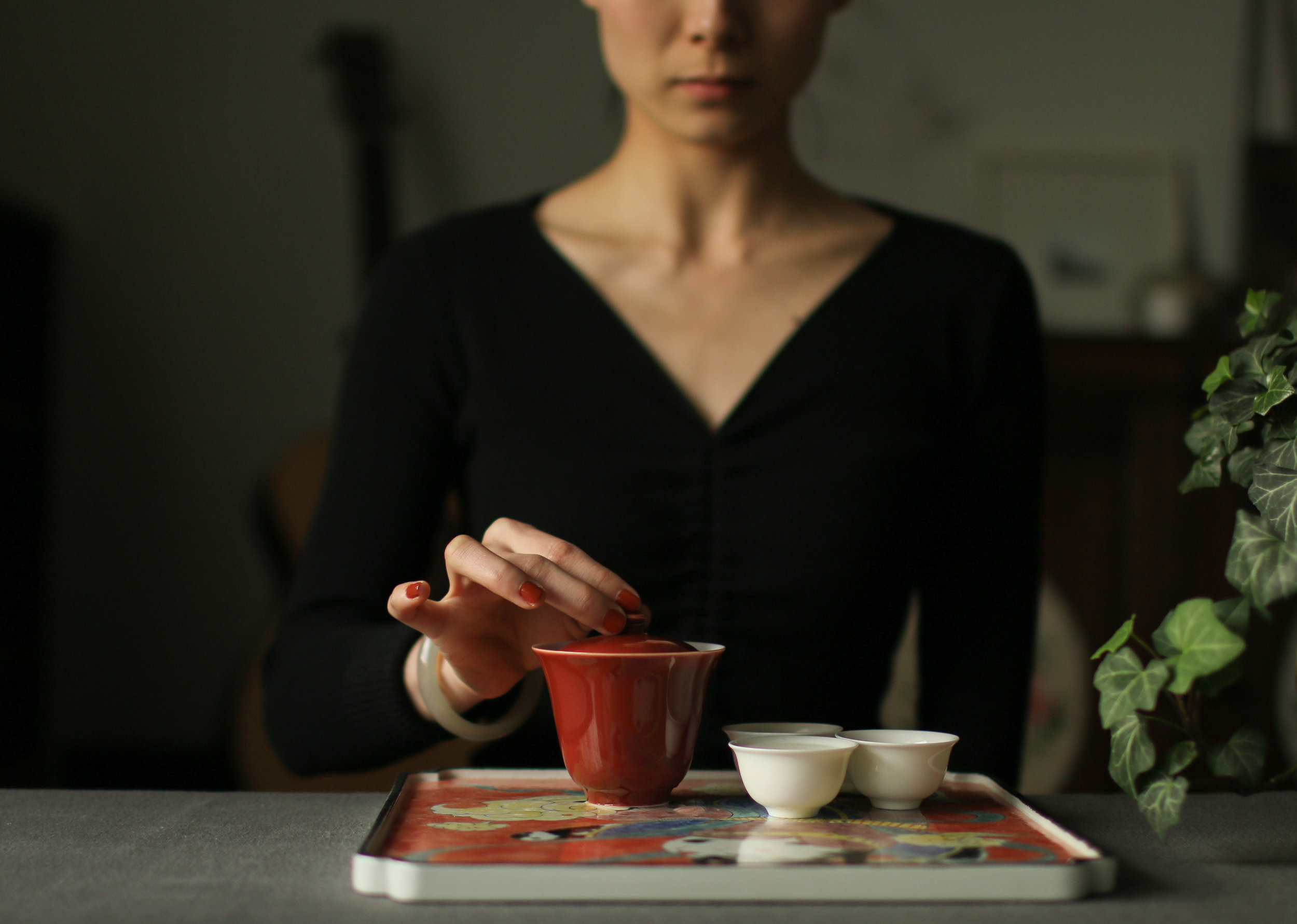 Ruby Red Porcelain Gaiwan