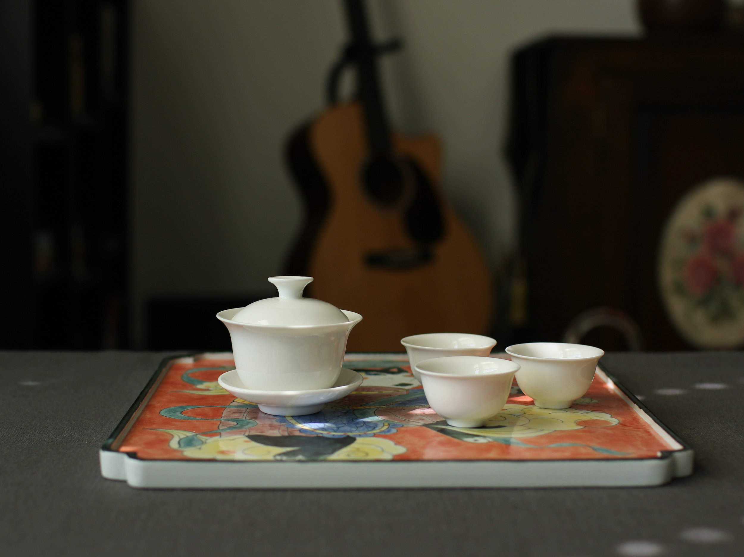 Hand-Painted Kung Fu Cat Tea Tray