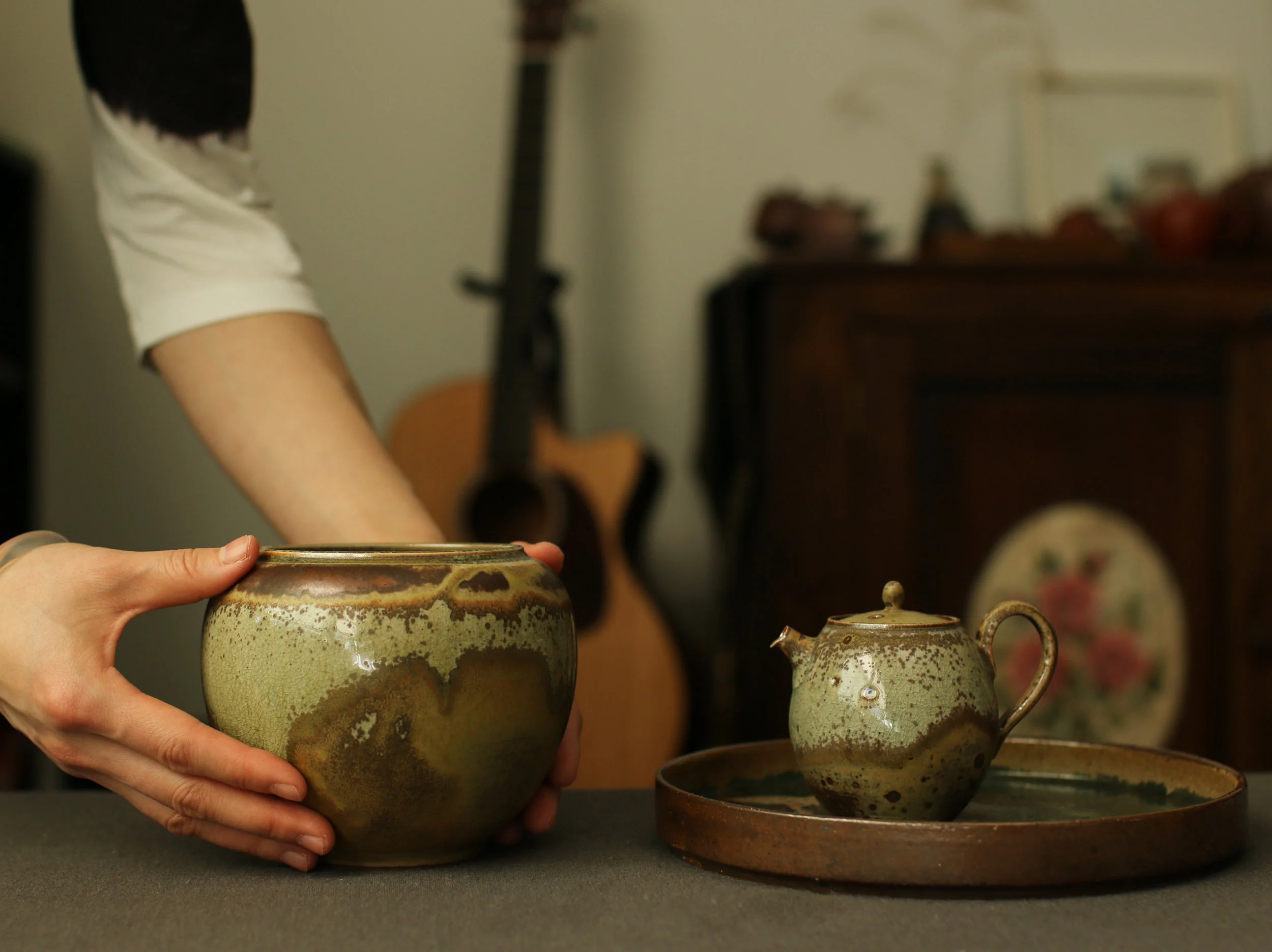 Handmade Desert Moonface Waste Bowl