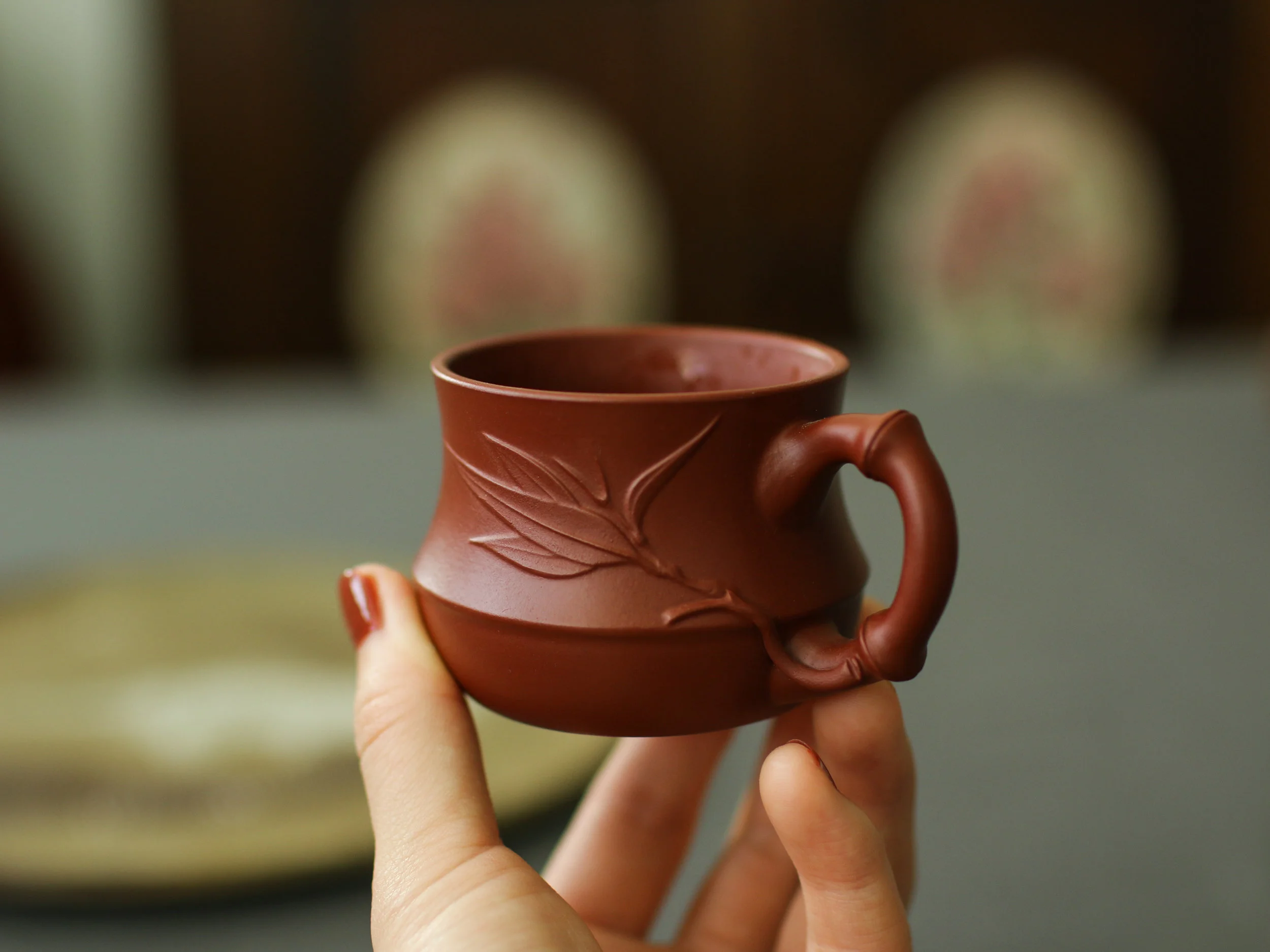 Zhu Ni Clay Bamboo Carved Teacup