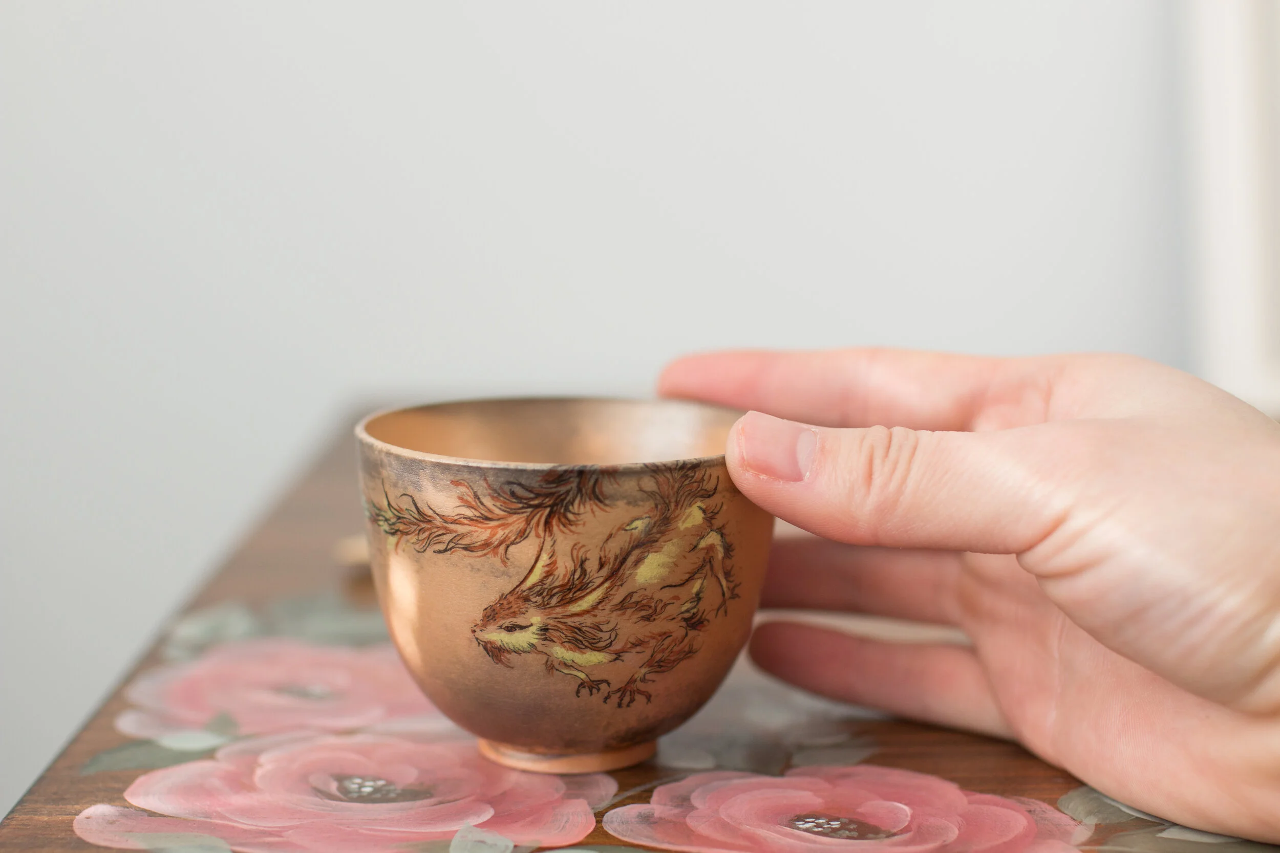 Hand-Painted The Year Of The Rat Teacup (Brown)