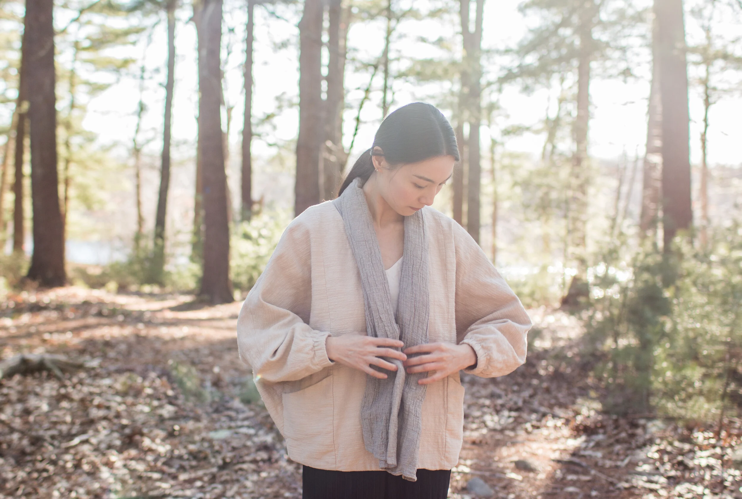 Oversize Beige/Ivory Linen Coat