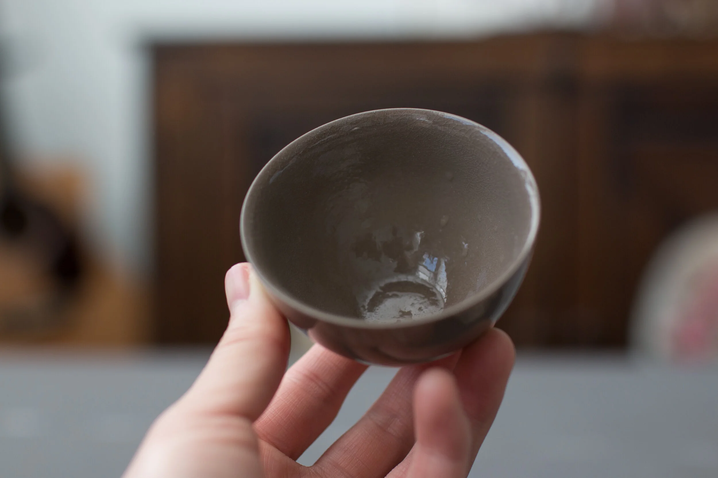 Brown Pearl Wood Fired Teacup