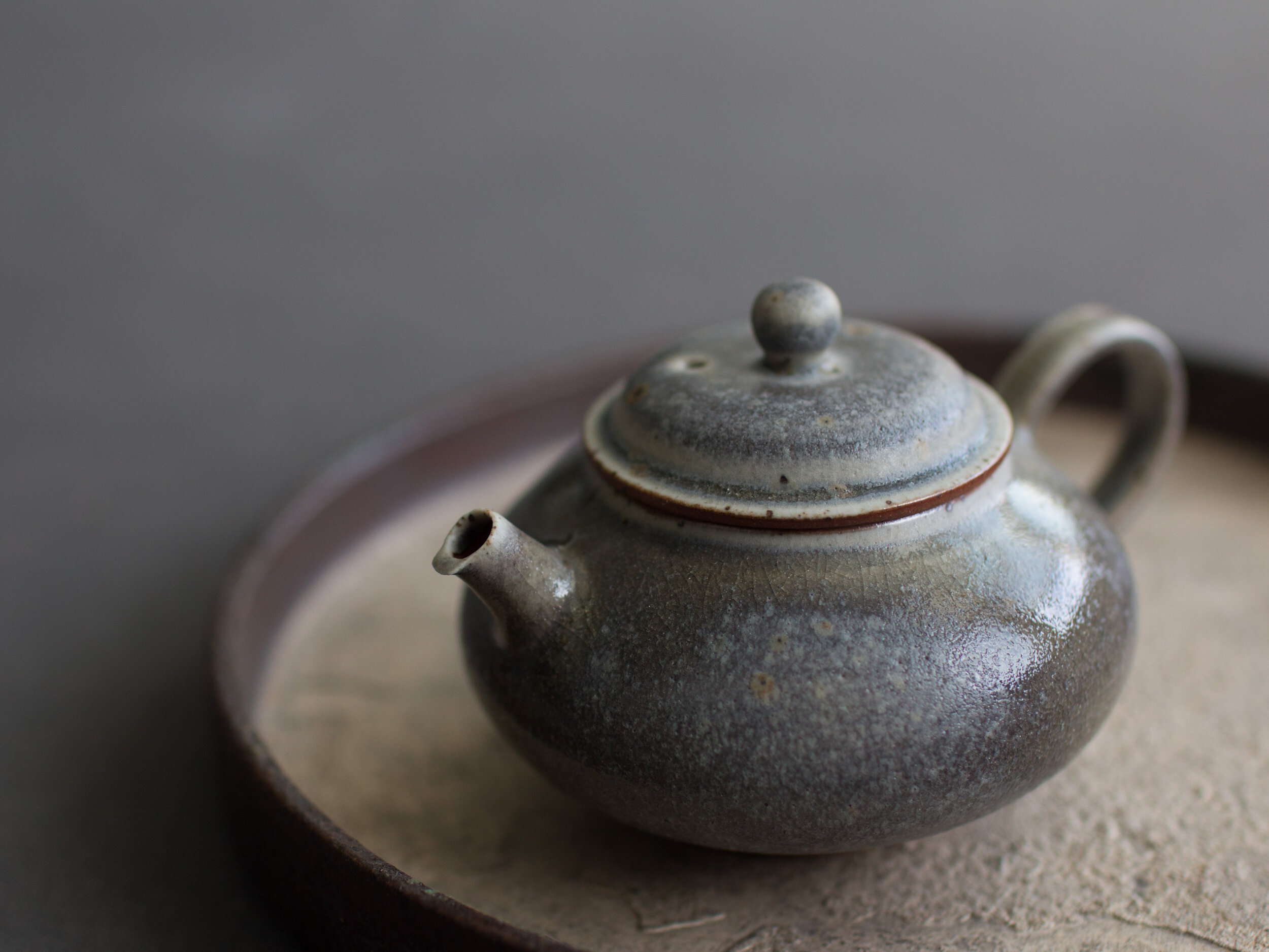 Handmade Grey Moonface Teapot
