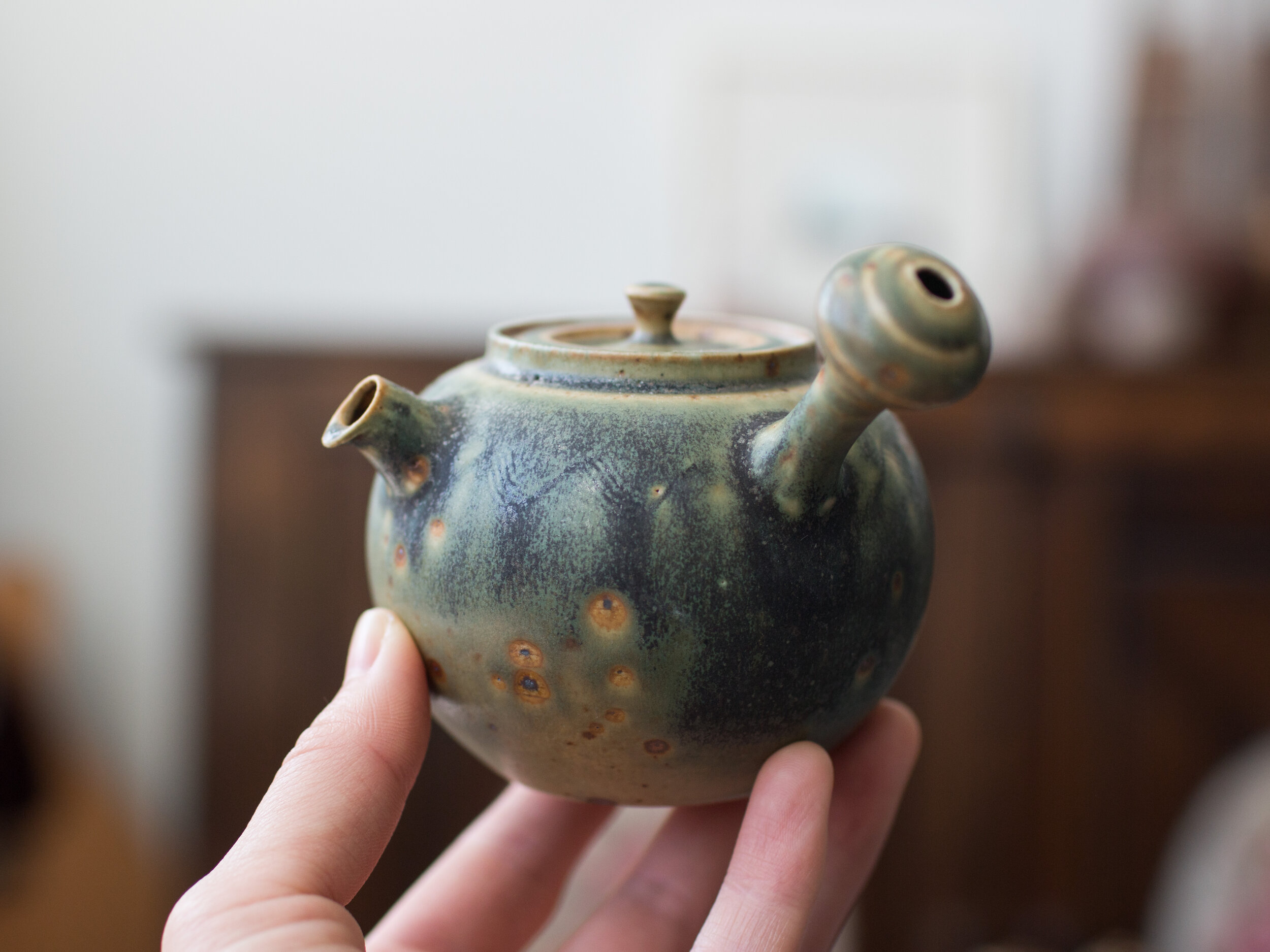 Handmade Side Handle Dark Woods Teapot