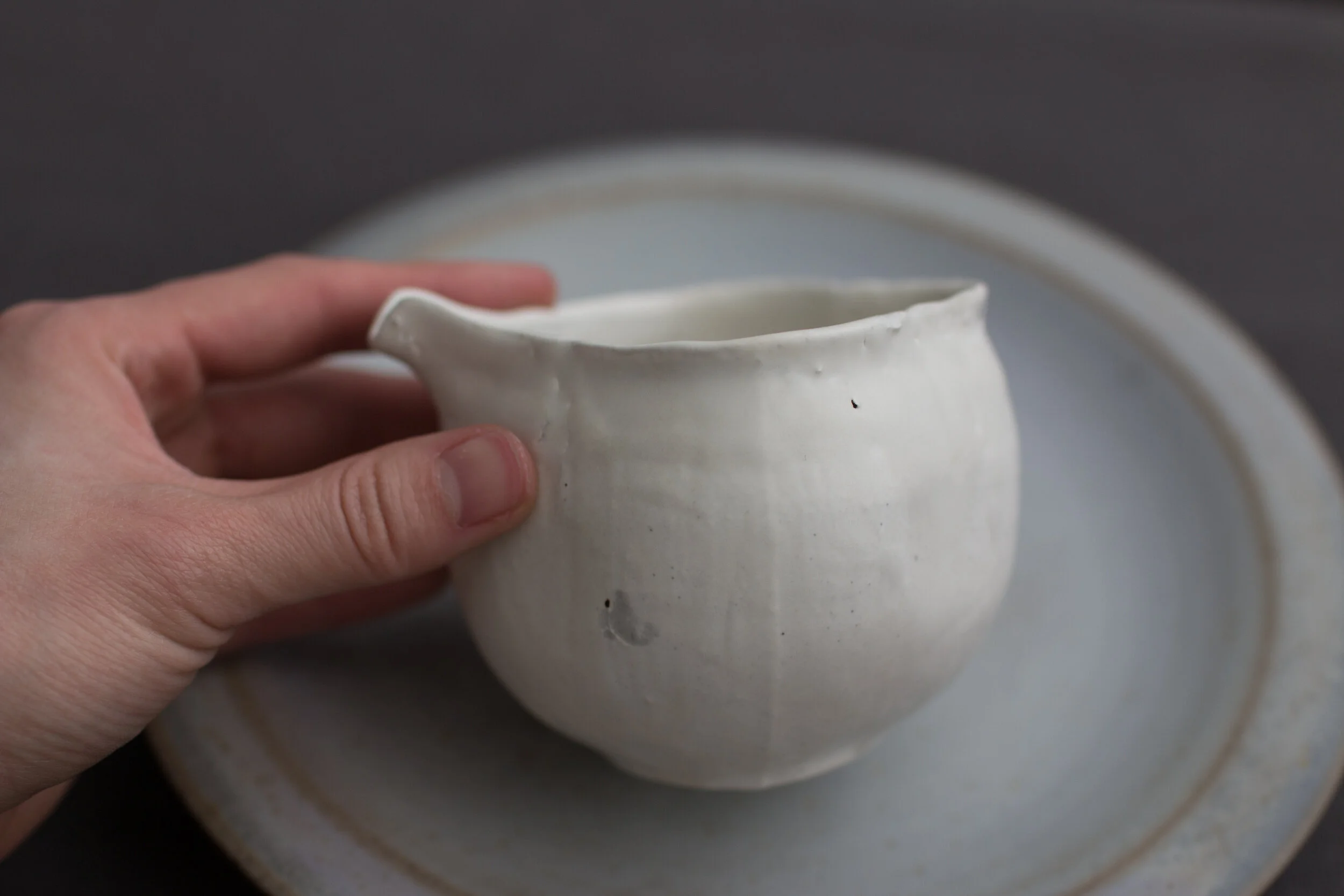 Handmade White Glaze Flower Bud Fair Cup