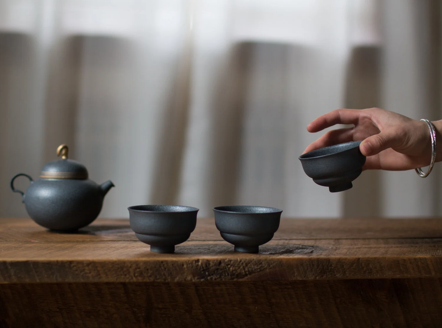 Handmade Black Gourd Teacup 