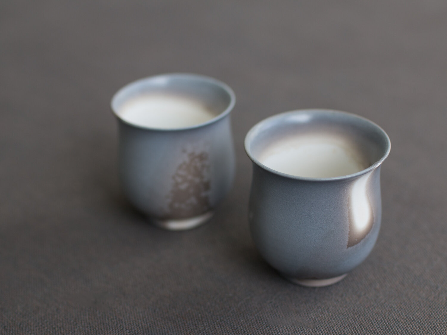 Handmade Grey Wood Fired Teacup (Set Of Two)