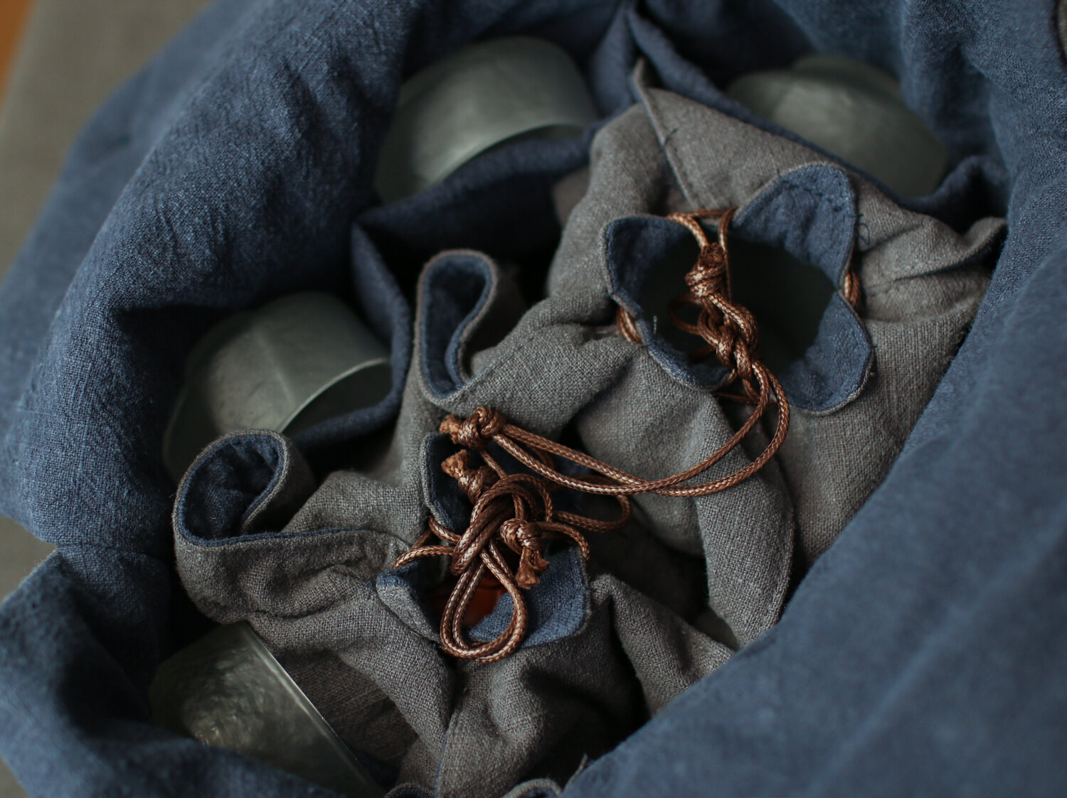 Navy Blue &amp; Grey Teaware Pouch