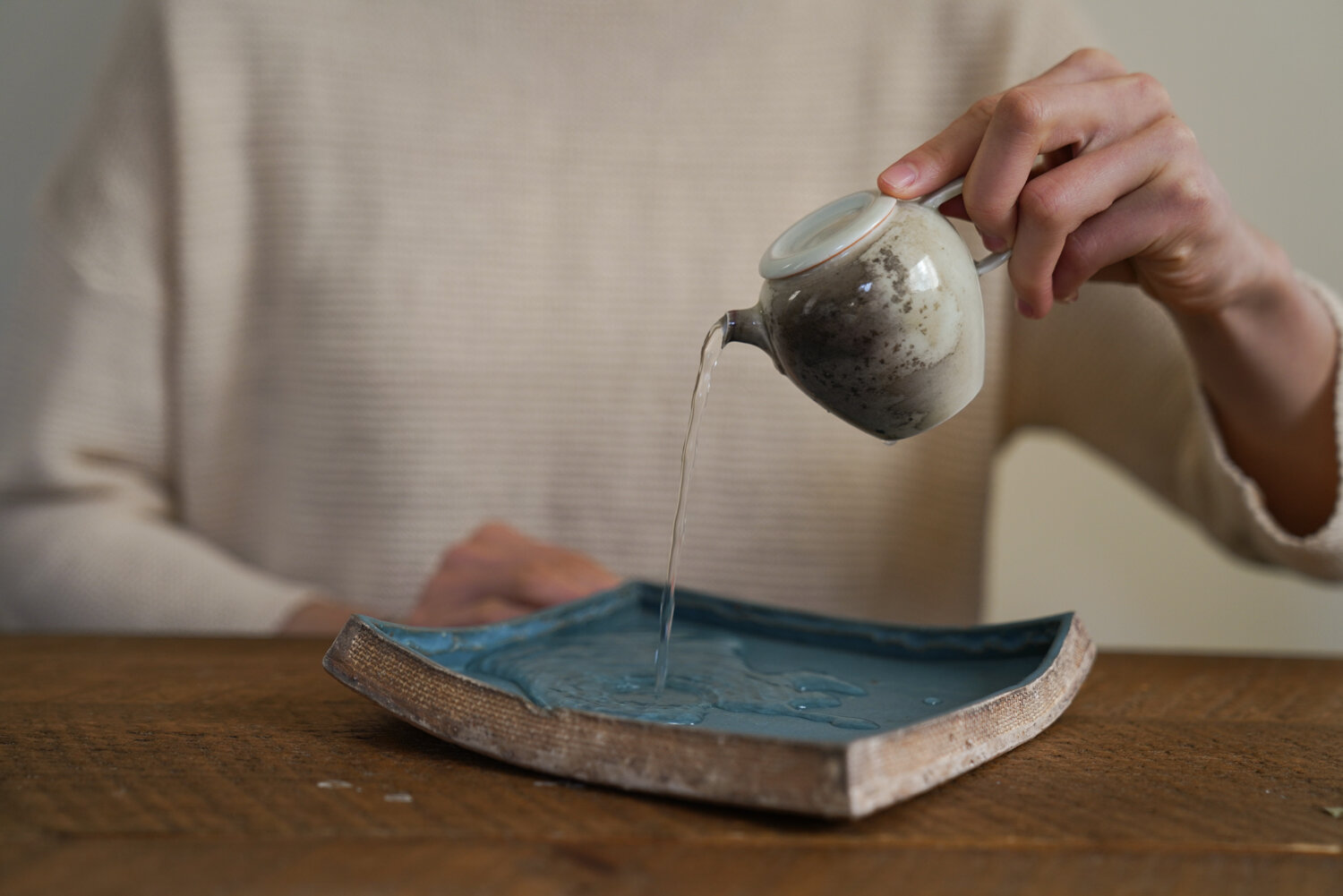 Handmade Smoky White Mini Teapot