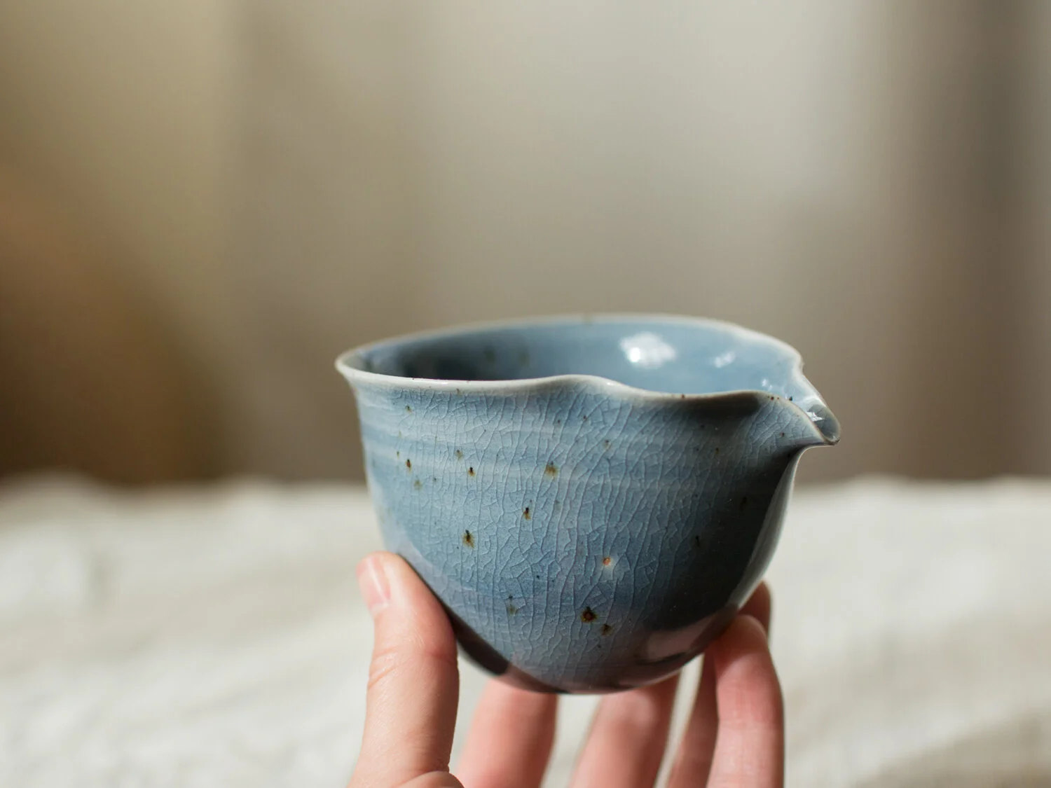Handmade Light Blue Moonface Faircup