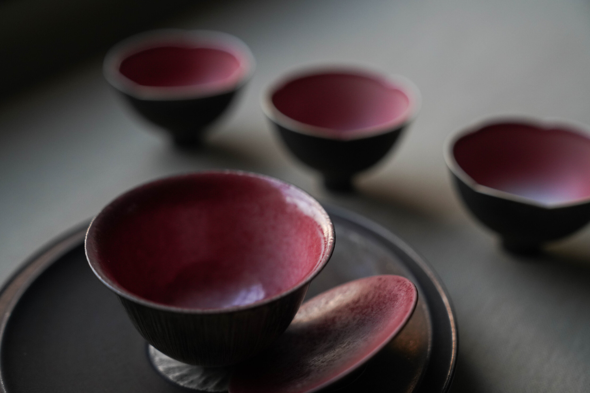 Handmade Brown Pomegranate Floral Teacup