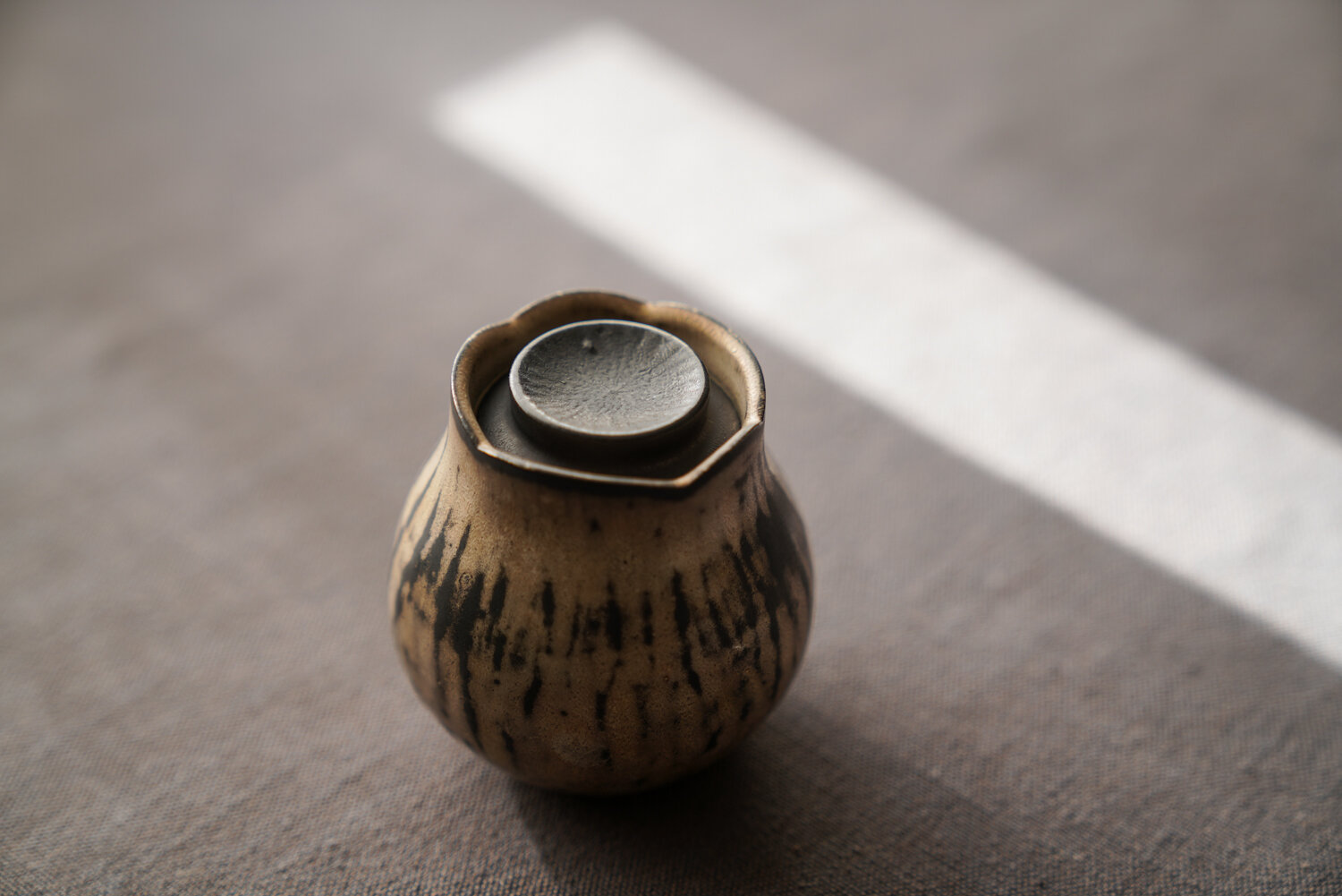 Handmade Silver Glazed Pomegranate Tea Jar