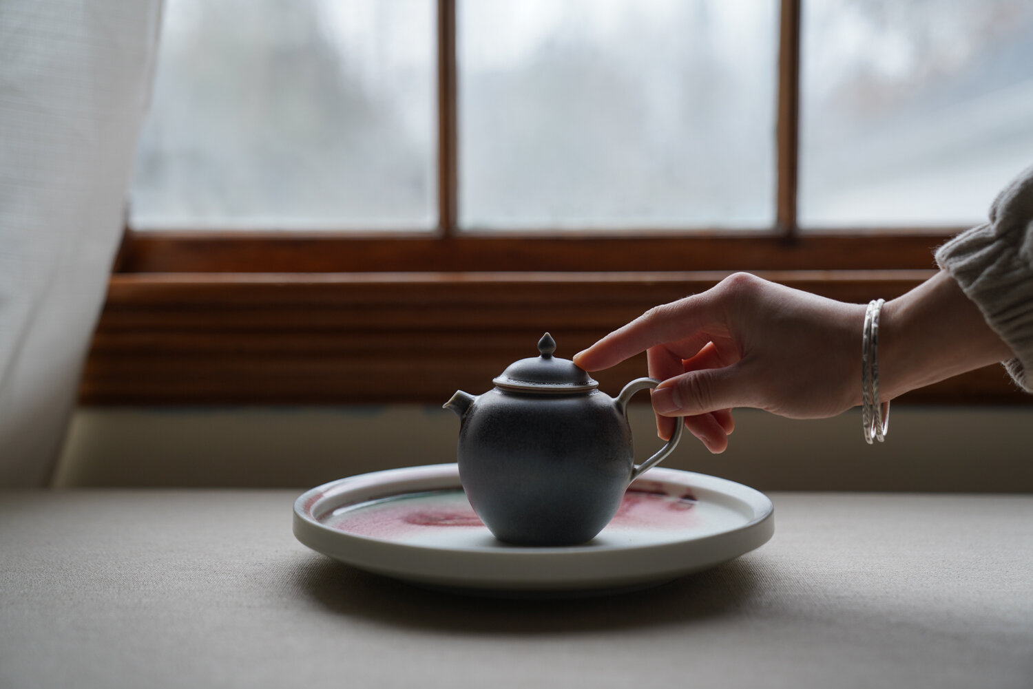 Handmade Smoky Pink Teapot