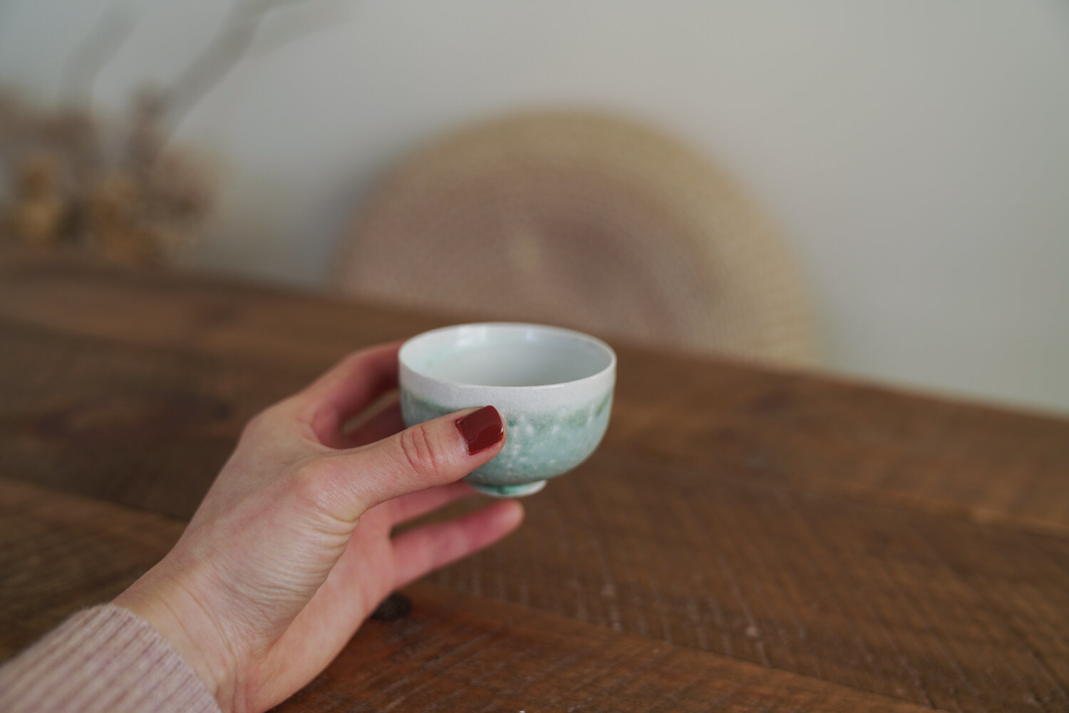 Handmade Soda Firing Mint &amp; Tiffany Blue Teacup