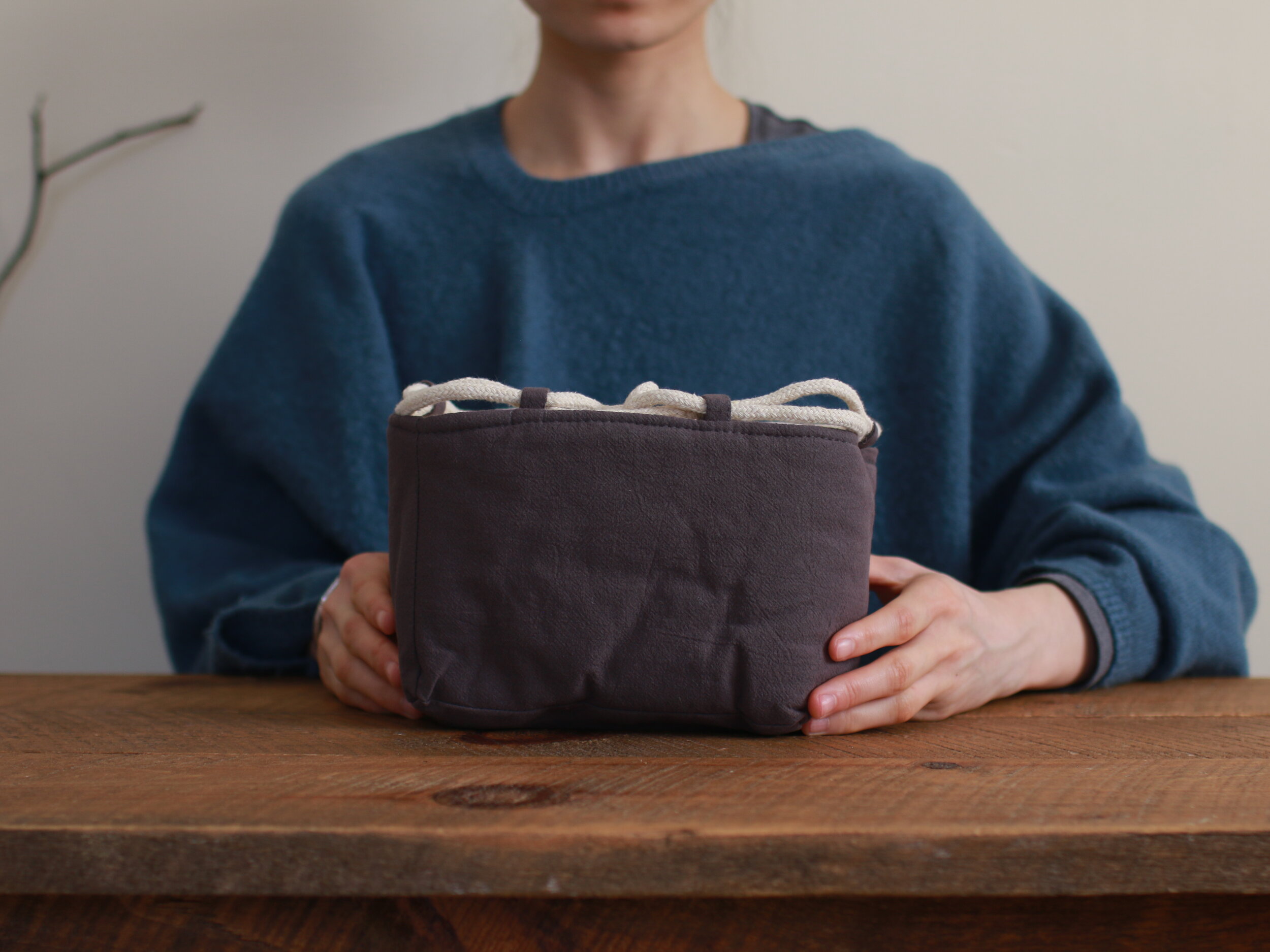 Dark Grey Linen Teaware Pouch