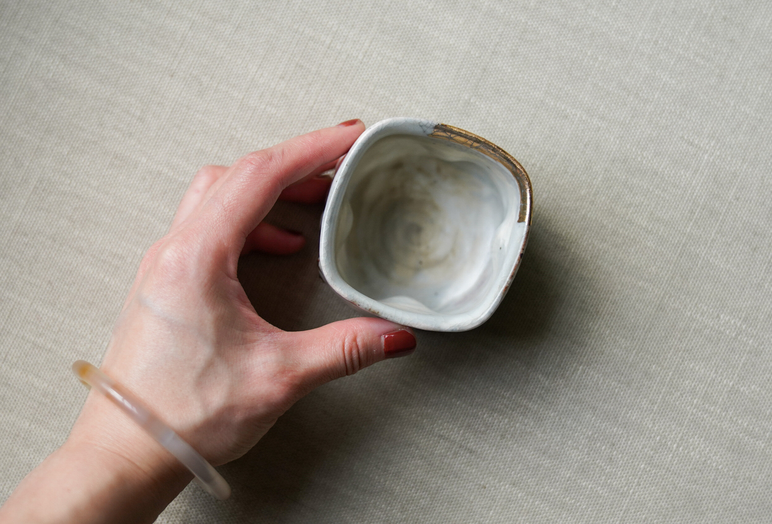 Handmade Light Grey Mountain &amp; Valley Solo Teacup