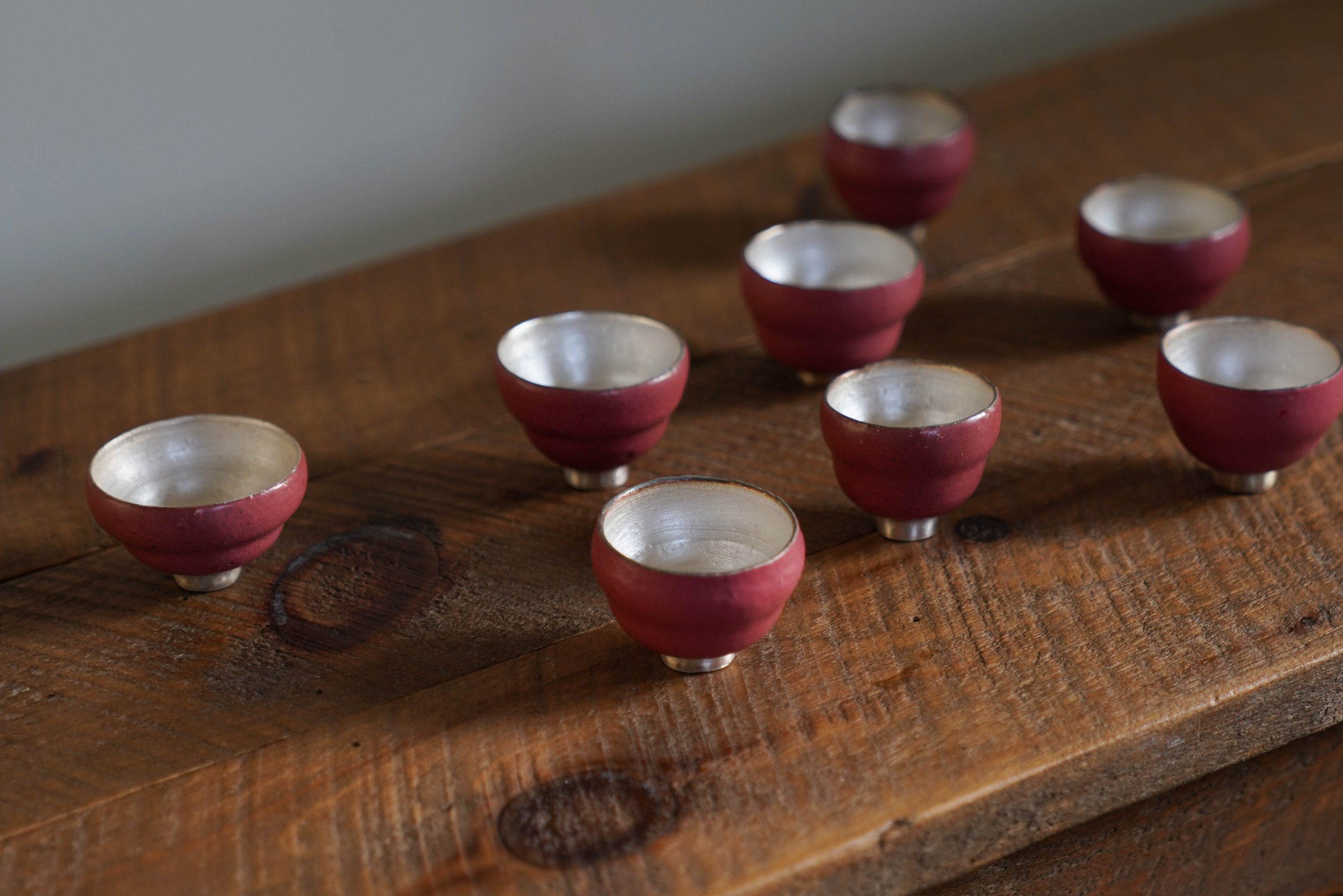 Ruby Red Silver Glazed Teacup