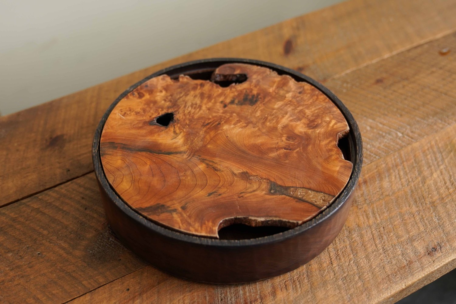 Hand-carved Removable Aged Wood Tea Tray — tea