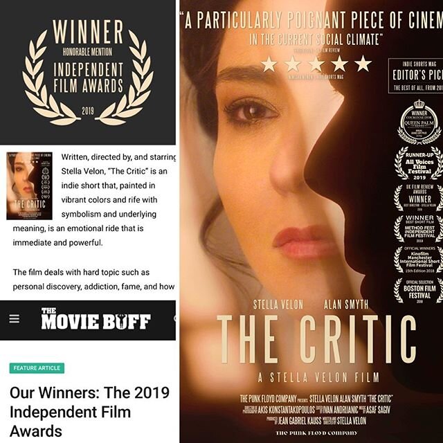 #Repost @stellavelonofficial with @get_repost
・・・
So proud to announce another beautiful award for my short film @thecritic.shortfilm at the 2019 Independent Film Awards ✨💫🏆 by the @the_movie_buff in a final selection of only 2 short films from the