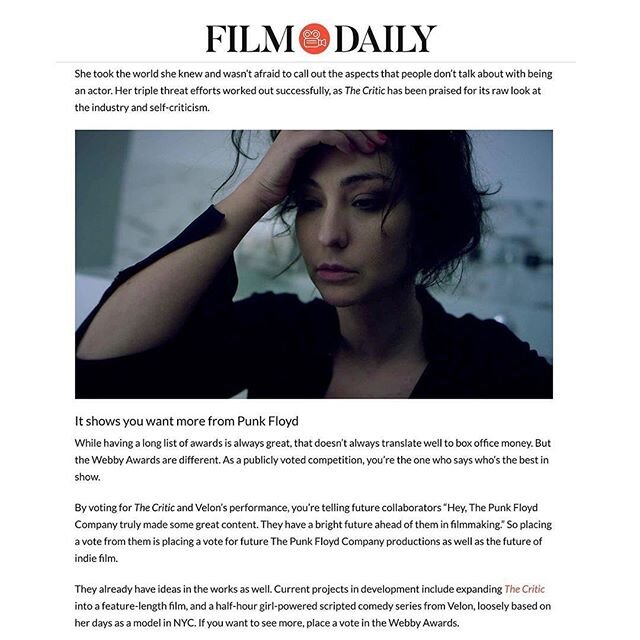 Some recent press from our latest nomination in the 2020 @thewebbyawards for Best Individual Performance @stellavelonofficial

Thanks for the great articles #californiaherald #theamericanreporter #filmdaily and more. Read more &uarr; #linkinbio 
It w