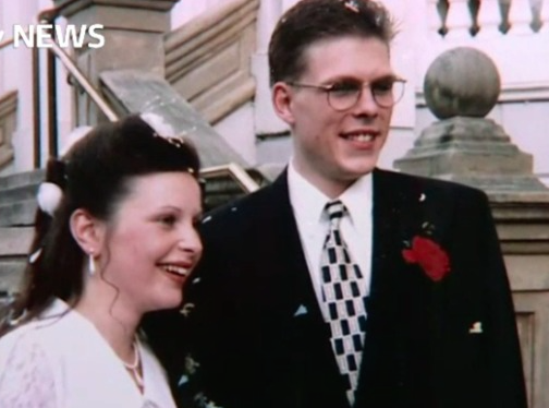 Lynsey (17) and Mitchell (20) on their wedding day.