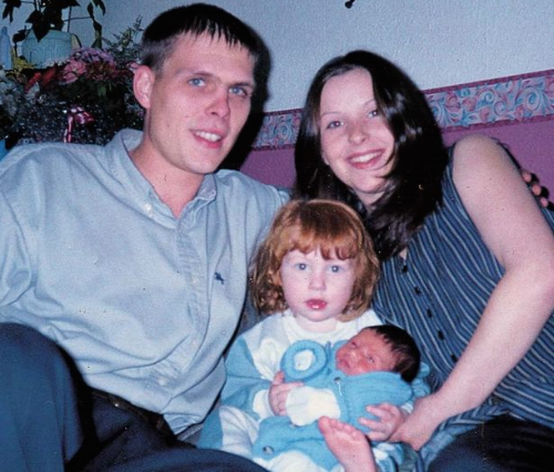 Mitchell, Lynsey, Robin and newborn Jack in October 1997.