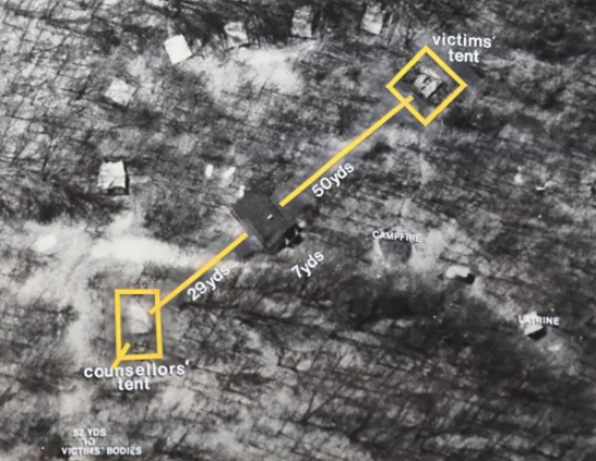 Layout of tents at Kiowa unit. (Source: http://www.girlscoutmurders.com/CAMP_MAPS.html)