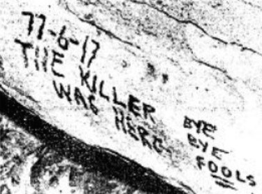 The note found on the wall of the cave. Note the interesting layout of the date.